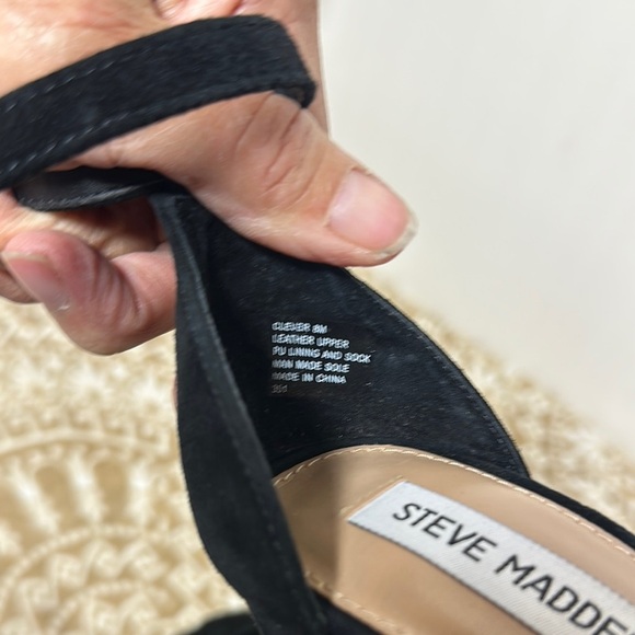 Steve Madden Black Leather Heels with Chunky Block Heel - Picture 2 of 11